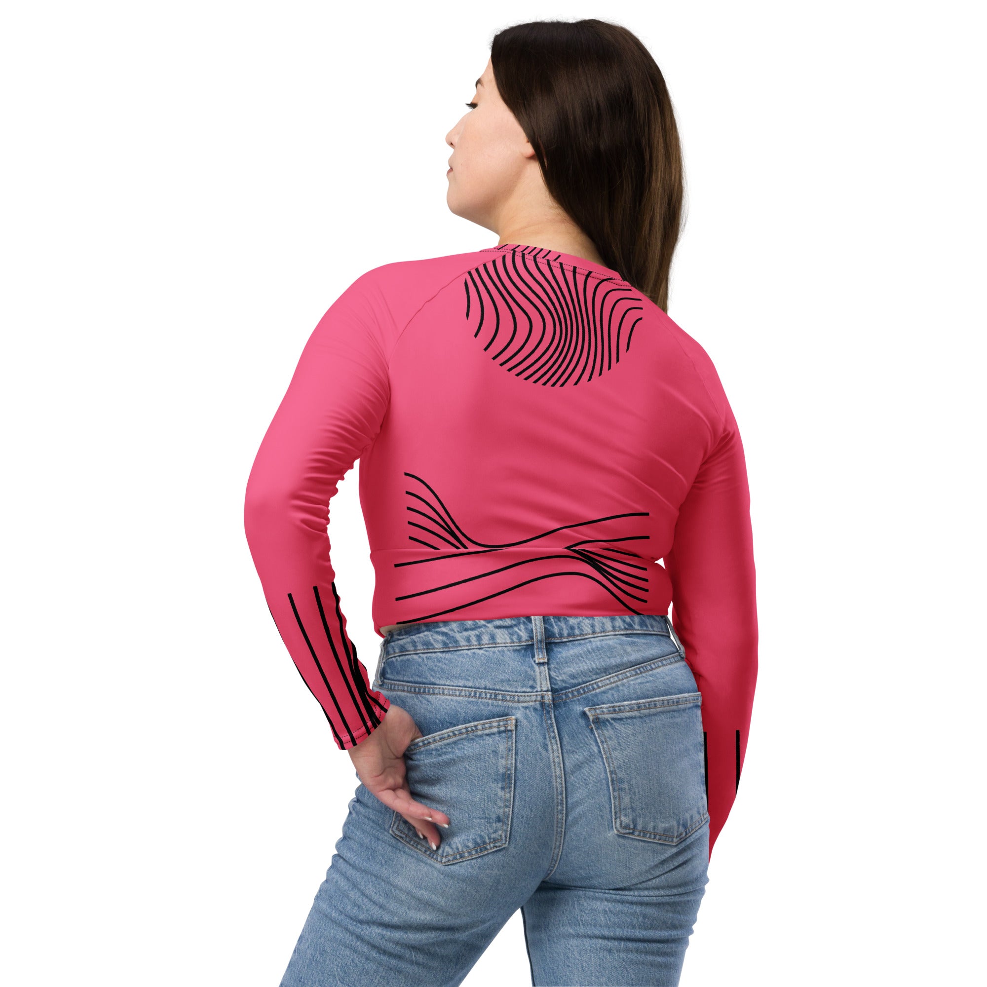Long-sleeve crop top- activewear and streetwear. Women's gym or fitness top. WickedYo